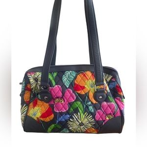 NWT Vera Bradley “Jazzy Blooms Gray Caroline” Quilted Handbag nice size